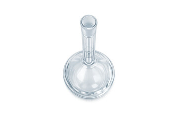 Clear glass Buchner funnel with a ground glass joint on a black background