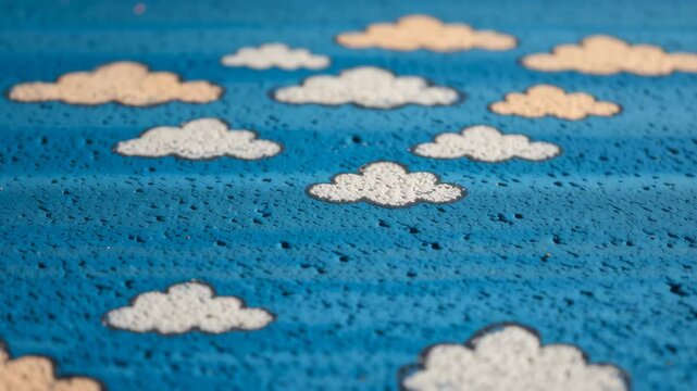 Cloud shape and Imagination daydream, artistic cloud patterns on blue surface.