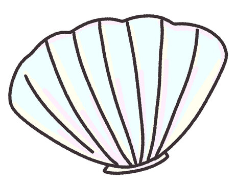 Cute hand drawn shellfish, illustration with a smiling face