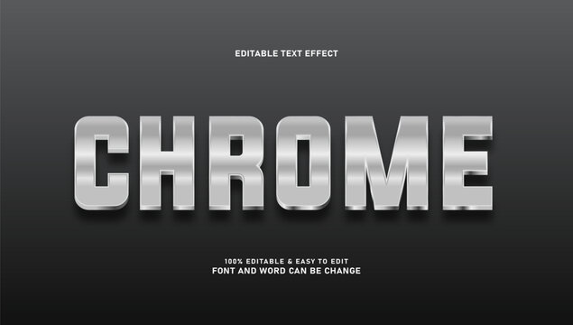 3D Chrome Silver Metallic Editable Text Effect and Font Style