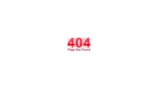 Error 404 icon animation on white background. Website error design icon.