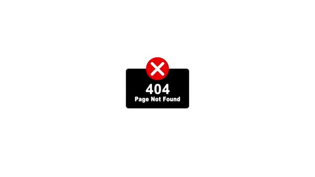 Abstract 404 error looped animation with on white background. Website error design icon, Error app development, and social media.