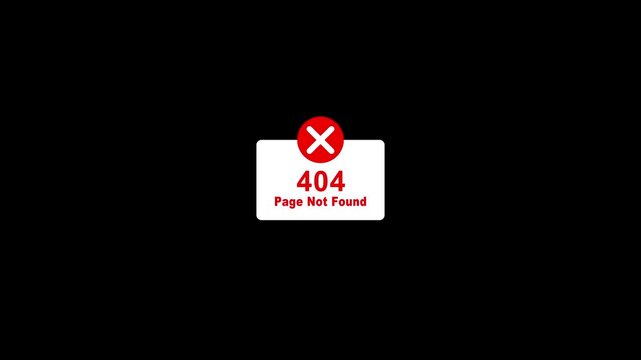 Abstract 404 error looped animation with on black background. Website error design icon, Error app development, and social media.