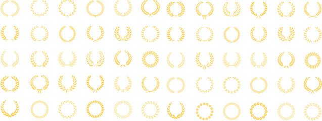 Golden Laurel Wreath Collection and Luxury Victory Award Foliage Set © AR Vectoria