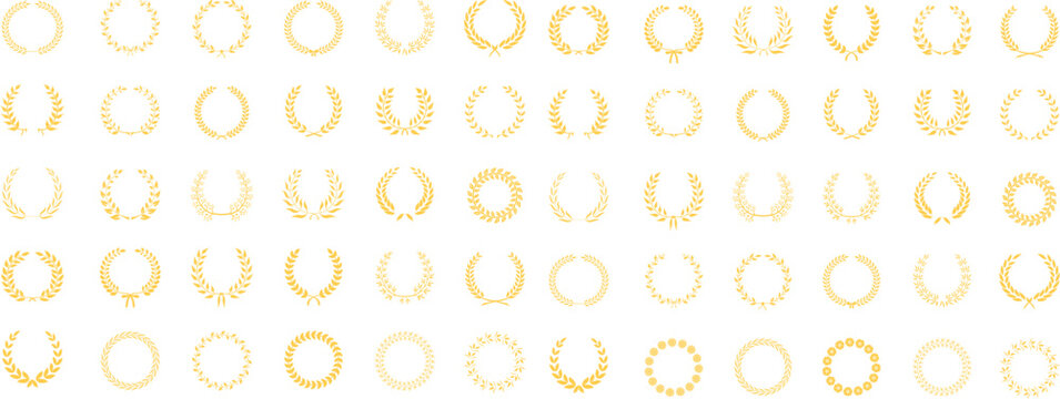 Golden Laurel Wreath Collection and Luxury Victory Award Foliage Set