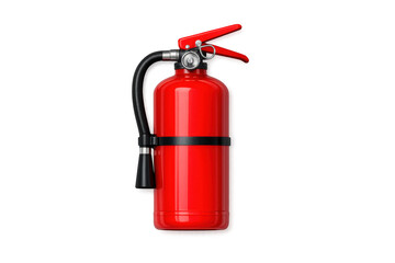 Red fire extinguisher isolated on a black background, ready for emergency situations