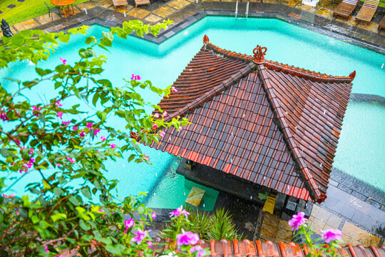 Traditional Balinese Entrance Gate with Rain