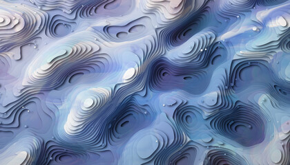 Obraz premium An abstract illustration of swirling patterns and shapes in shades of blue and white, creating a dynamic and textured visual effect from a close-up viewpoint.