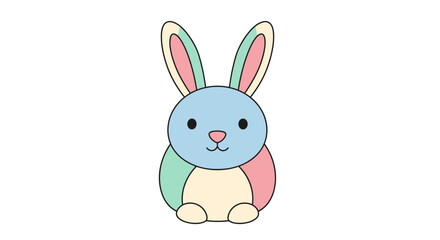 Cute Pastel Colored Cartoon Bunny Rabbit