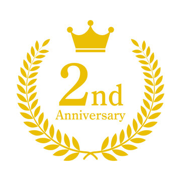 2周年記念 2nd 月桂冠 エンブレム ベクター素材