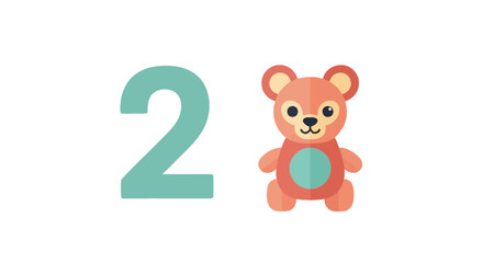 Number Two with Teddy Bear Icon