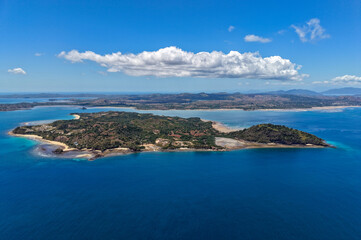 Naklejka premium Aerial drone footage of Sakatia Island near Nosy Be, Madagascar.