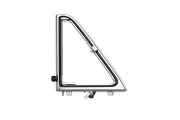 Polished chrome triangular vent window frame with adjustable latch and mounting hardware