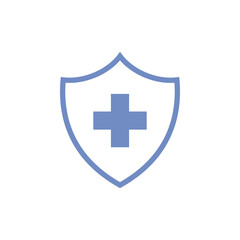 Obraz premium Simple Cross Healthcare Shield Icon Logo Template