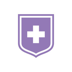 Fototapeta premium Simple Cross Healthcare Shield Icon Logo Template