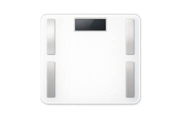 Naklejka premium Modern white digital scale with brushed metal accents and a sleek display for health tracking