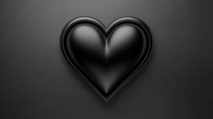 Obraz premium Luxurious glossy three dimensional black heart symbol rendered in high detail with dramatic studio lighting casting subtle shadows on a dark minimalist subtly textured background