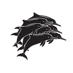 Black Amazon pink river dolphin Silhouette Vector Illustration design, Solid White Background © dream