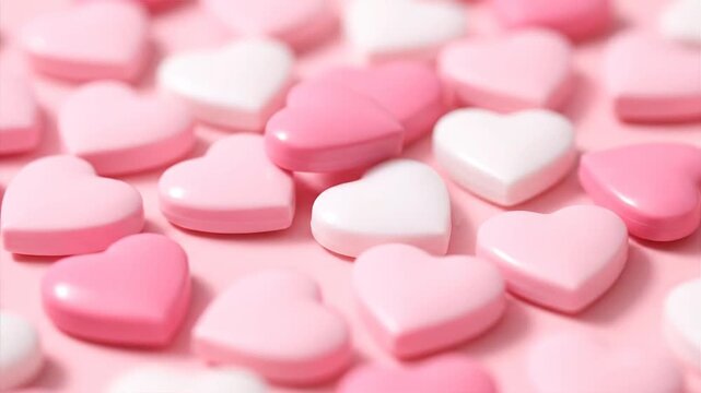 Pink and white heart shapes romantic background and valentines day concept