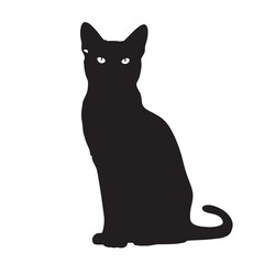 Fototapeta premium Black African golden cat Silhouette Vector Illustration design, Solid White Background