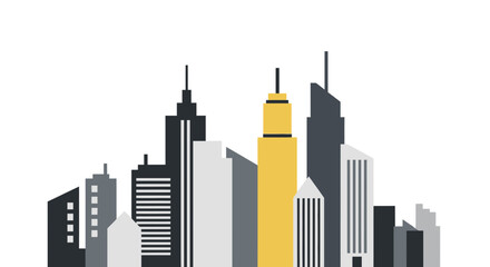 Modern Cityscape Silhouette with Tall Buildings