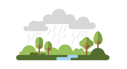 Rainy day in nature with clouds and trees