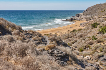 Mediterranean coastline in Murcia. Calblanque regional park, Calblanque beach. Spain