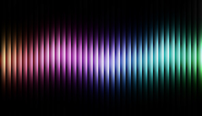 Abstract digital technology background with vibrant rainbow neon vertical stripes on black. Futuristic cyber energy stream with multicolor light rays and dark creative backdrop.