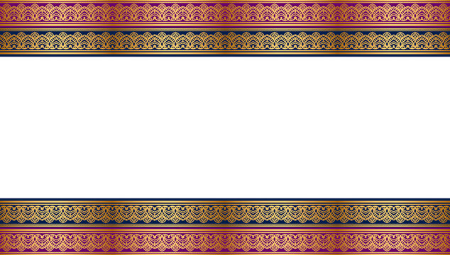 Luxury corner golden rectangle certificate border pattern line photo frame islamic wedding invitation background