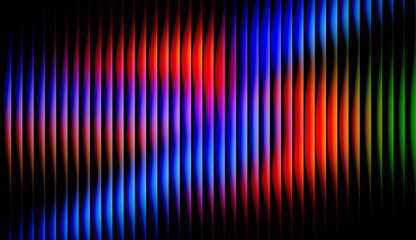 Abstract digital technology background with vibrant rainbow neon vertical waves. Futuristic cyber data stream aesthetic with multicolor light rays and dark creative backdrop.