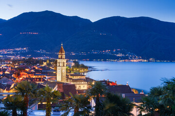 Ascona, Switzerland Townscape at Blue Hour