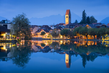 Interlaken, Switzerland Townscape on the Aare River