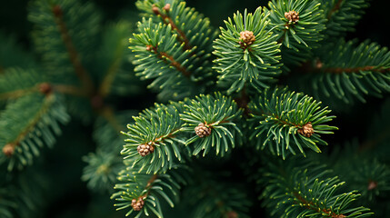 Evergreen needles close up forest growth