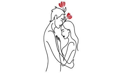 Love couple line icon, valentines day and relationship, couple in love vector icon, vector graphics, editable stroke outline sign, eps 10.