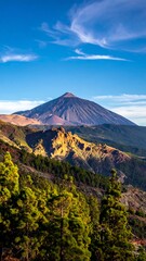 Majestic Teide Peak - A Volcanic Landscape Under Azure Skies.