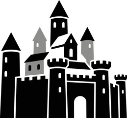 Medieval Castle Silhouette: Fortress Icon