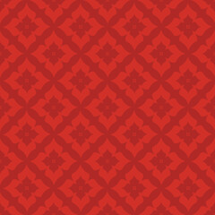 Rich Red Geometric Floral Thai seamless pattern
