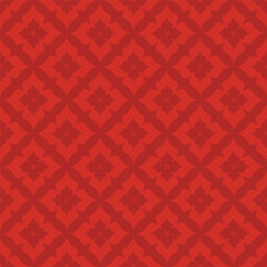 Rich Red Geometric Floral Thai seamless pattern