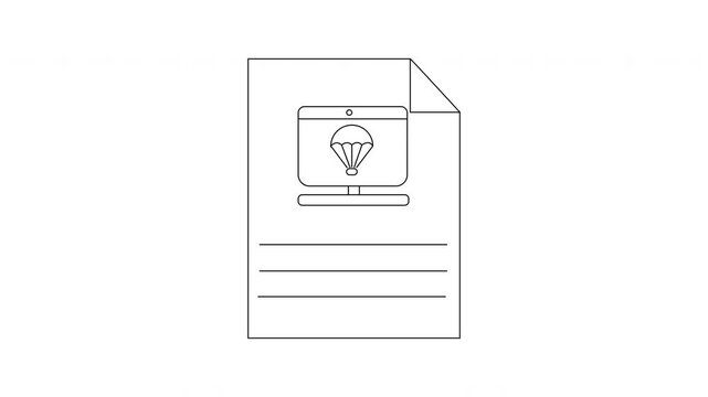 Document with Parachute Icon - A Simple Illustration.
