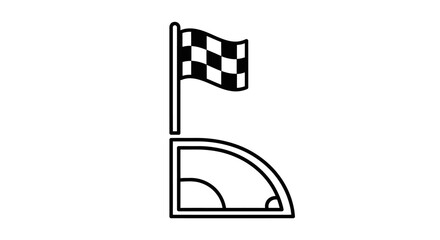 Corner flag on a football or soccer field outline, symbolizing sports and competition, line art on isolated white background © Slamet