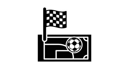 Soccer Corner Flag and Goal with Ball on Field, Football Game and Competition Icon on Isolated White Background. © Slamet