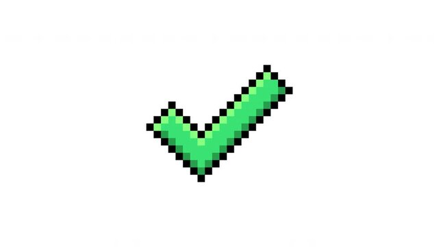 Pixel Retro Check Mark Blink Animation With Fast Visibility Toggle Effect Prores Alpha Channel 4K 60fps