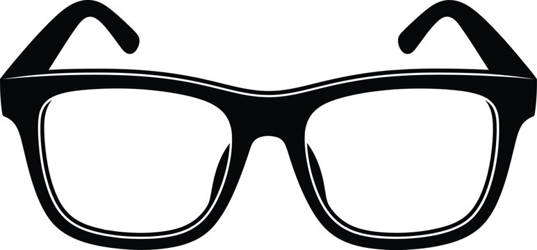Classic black rimmed eyeglasses vector illustration on white background, ideal for optical designs