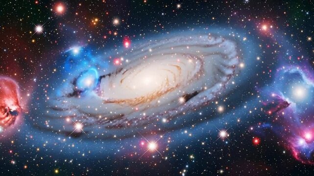 Galaxy formation observed from space with vibrant nebulas and stars in the universe