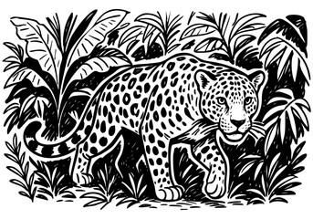 Obraz premium Jaguar hand drawn simple sketch vector illustration