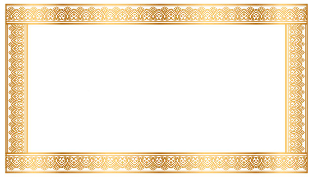 Luxury Floral Rectangle Certificate Border Pattern Line Photo Frame Islamic Wedding Invitation Background Vector 