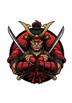 赤い鎧の侍イラスト