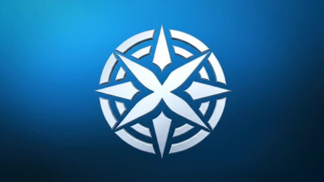 Shiny compass design on gradient blue background navigation concept