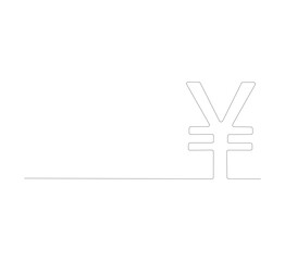 Obraz premium continuous line drawing Isolated yen or yuan symbol on white background. Yuan line art, yen symbol. Editable lines, vector illustration.