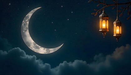 Naklejka premium moon and clouds